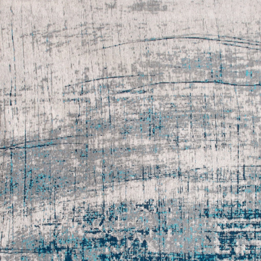 7' x 9' Blue and Gray Abstract Non Skid Area Rug