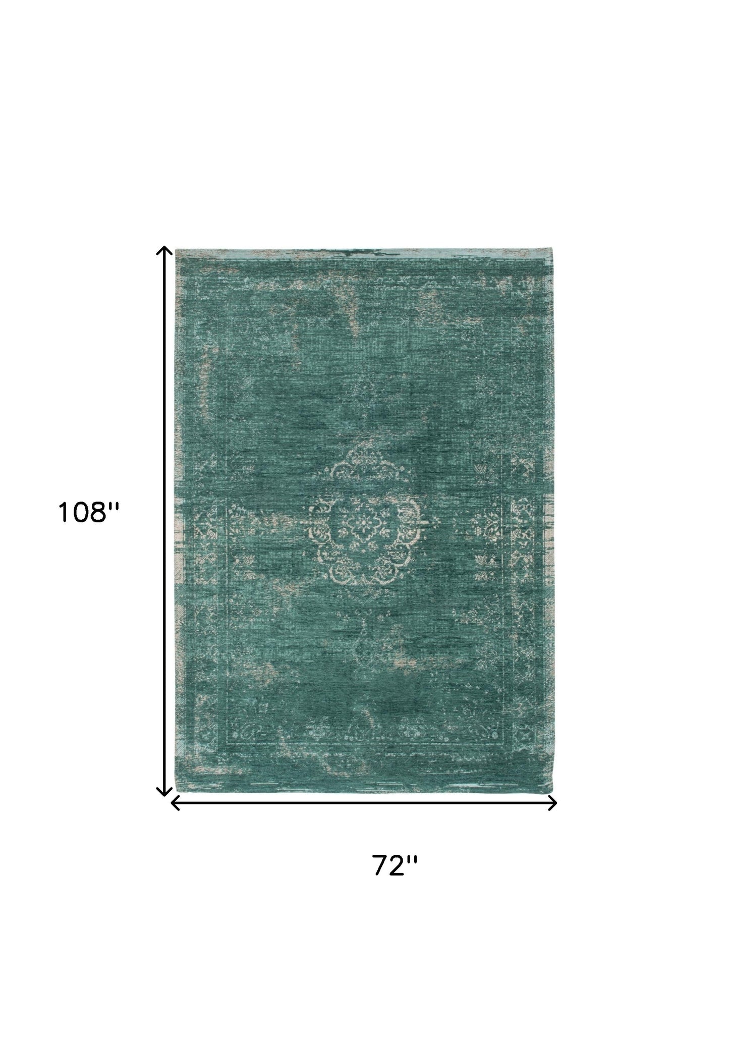 7' x 9' Gray and Green Medallion Non Skid Area Rug