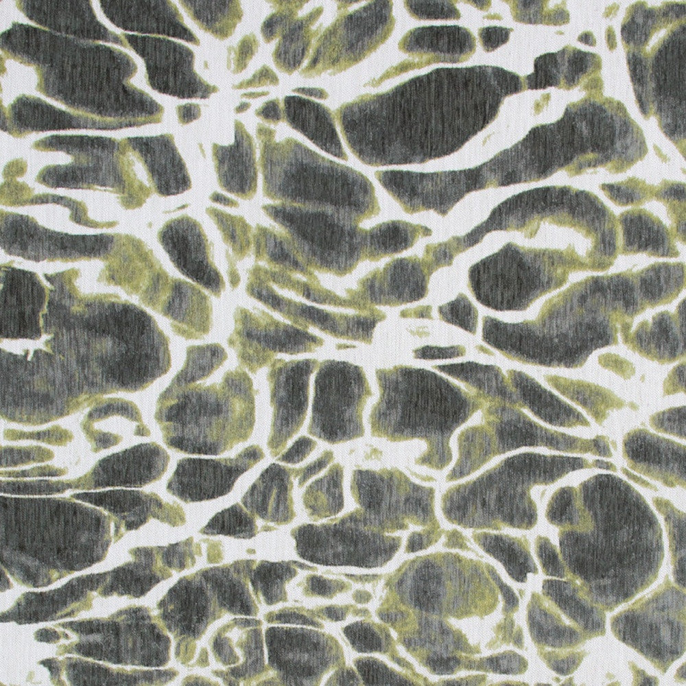 10' Green and White Abstract Non Skid Area Rug