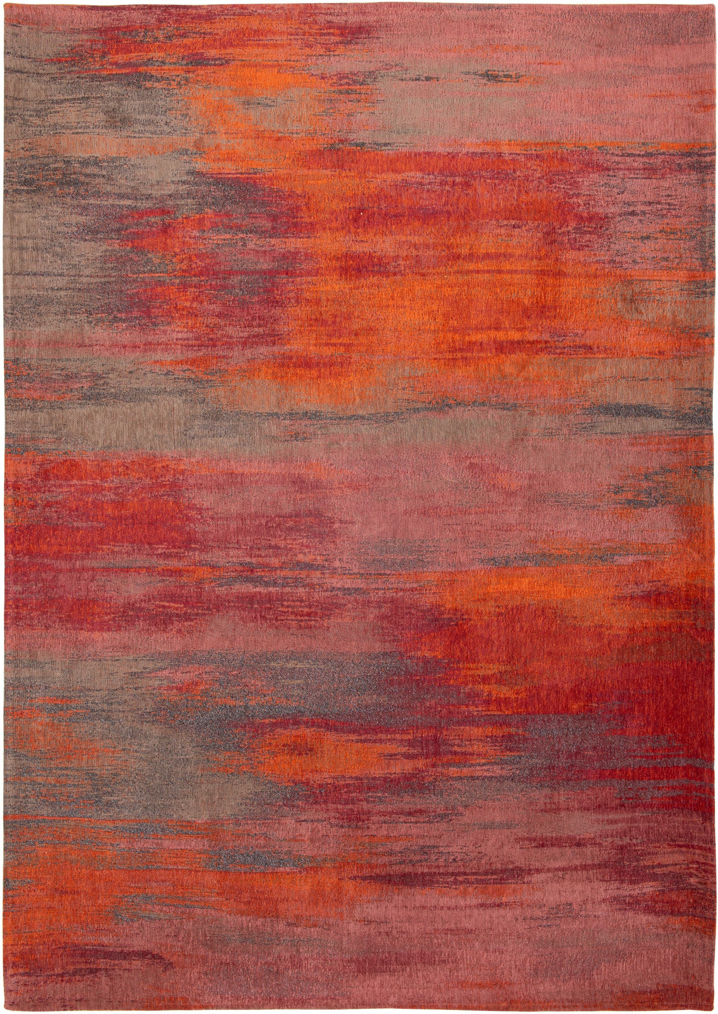 9' X 13' Red and Gray Abstract Non Skid Area Rug