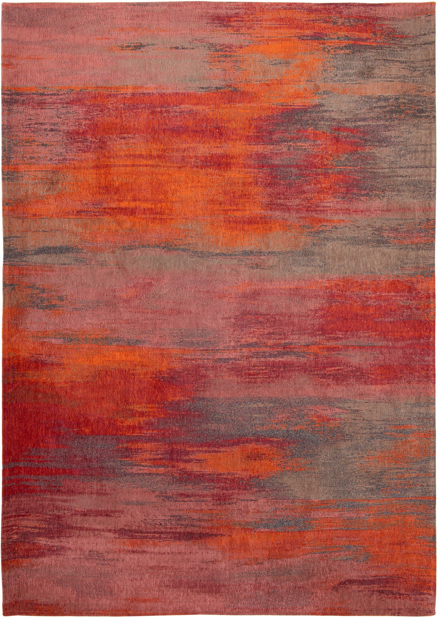 9' X 13' Red and Gray Abstract Non Skid Area Rug