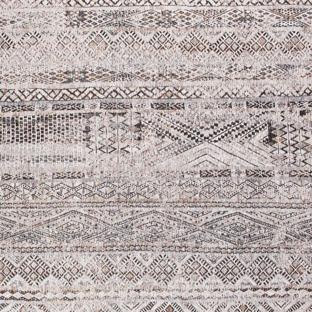 7' x 9' Gray and White Oriental Non Skid Area Rug