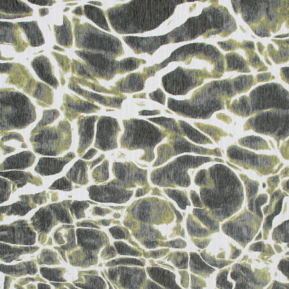 8' x 11' Green and White Abstract Non Skid Area Rug