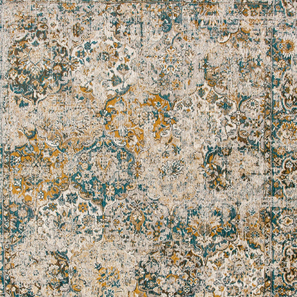 7' x 9' Blue and Green Abstract Non Skid Area Rug