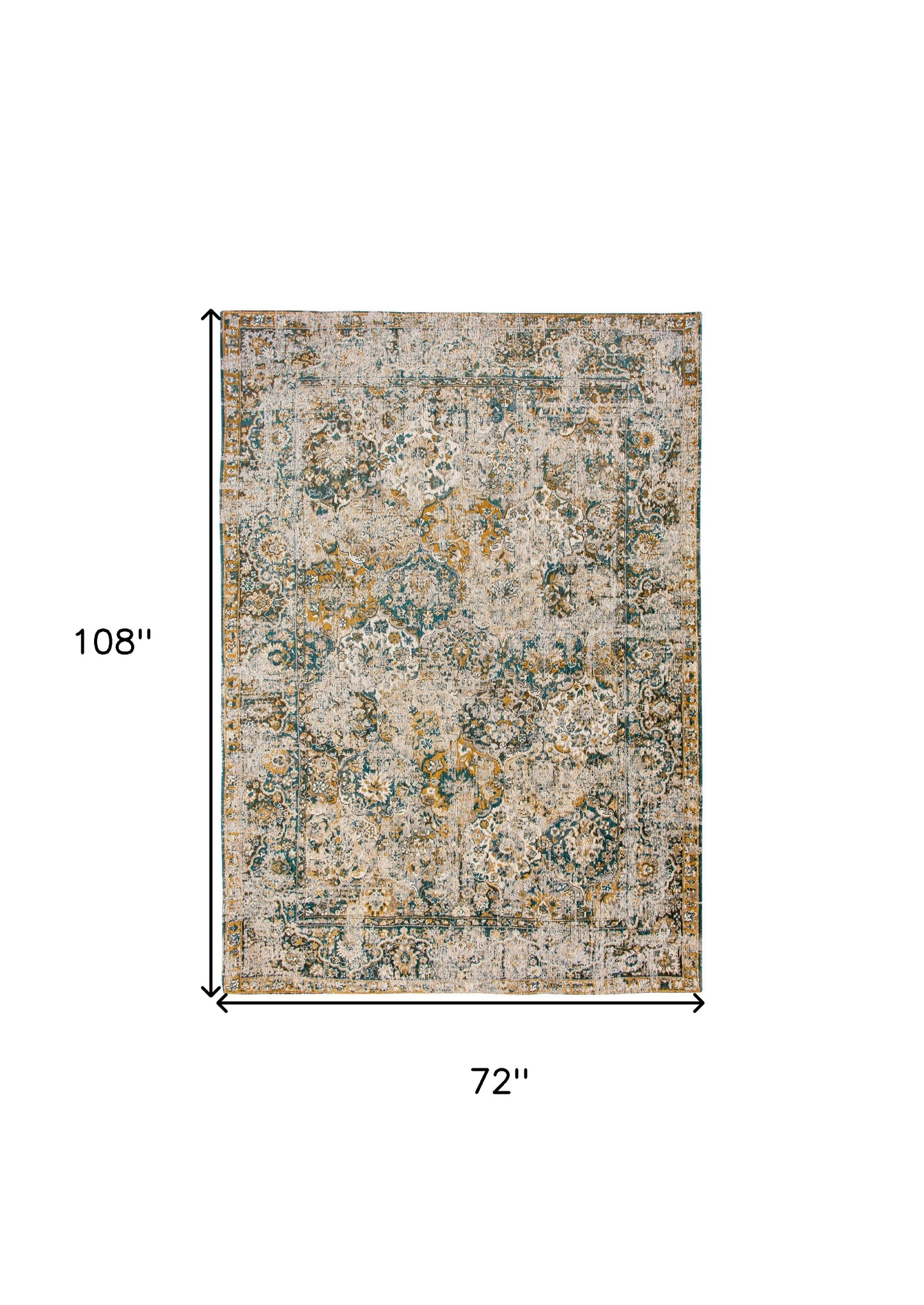7' x 9' Blue and Green Abstract Non Skid Area Rug