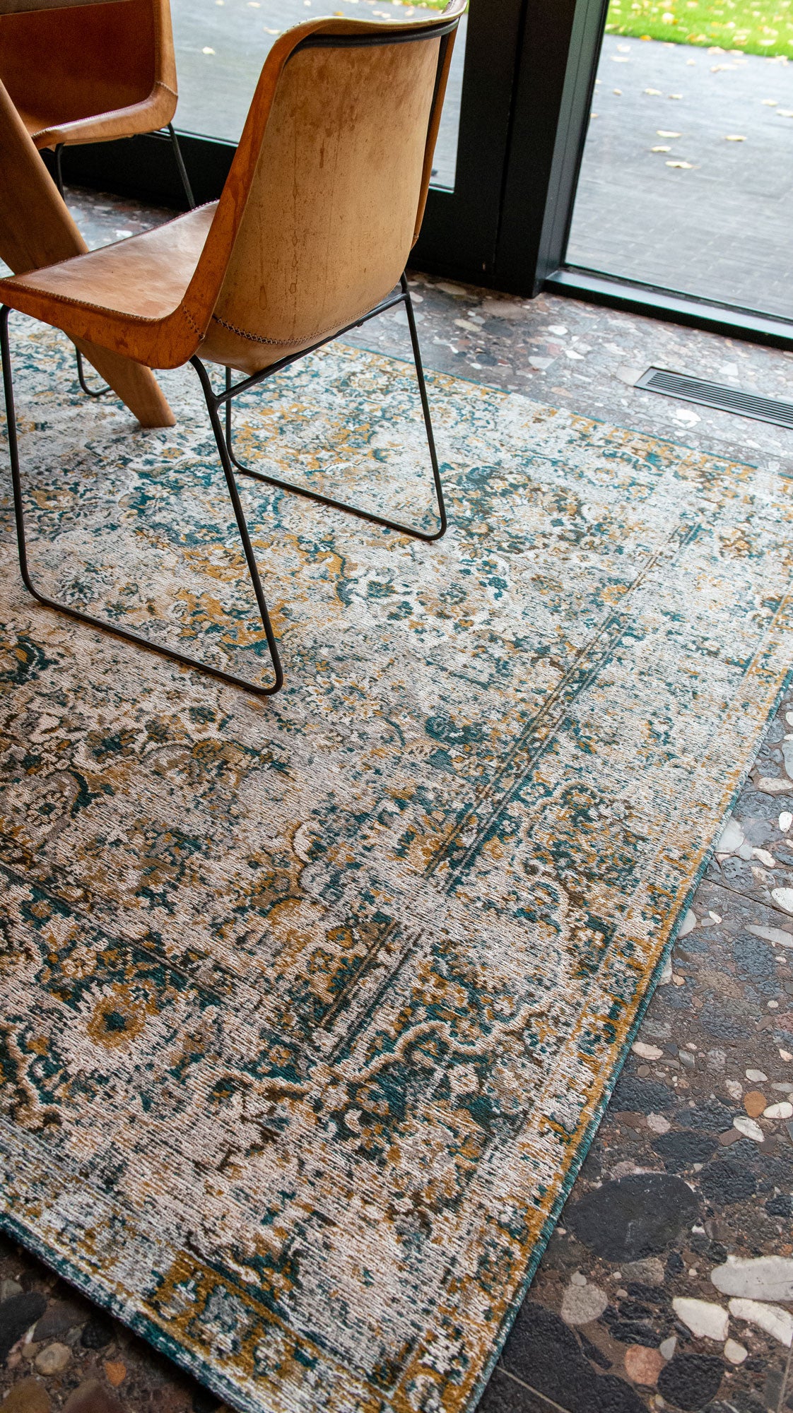 7' x 9' Blue and Green Abstract Non Skid Area Rug