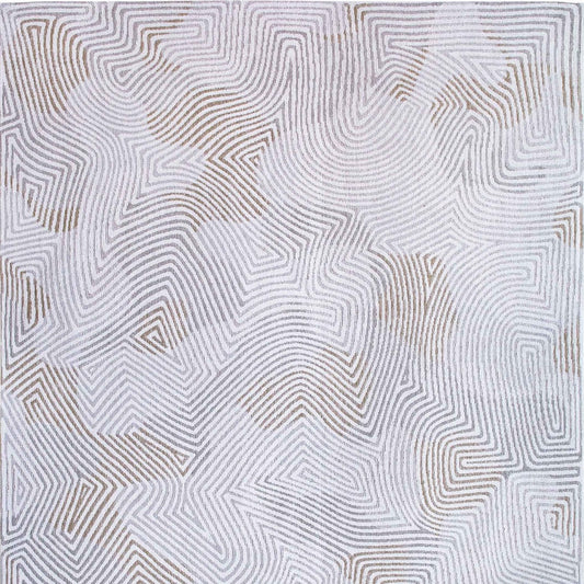 5' x 7' White Abstract Non Skid Area Rug