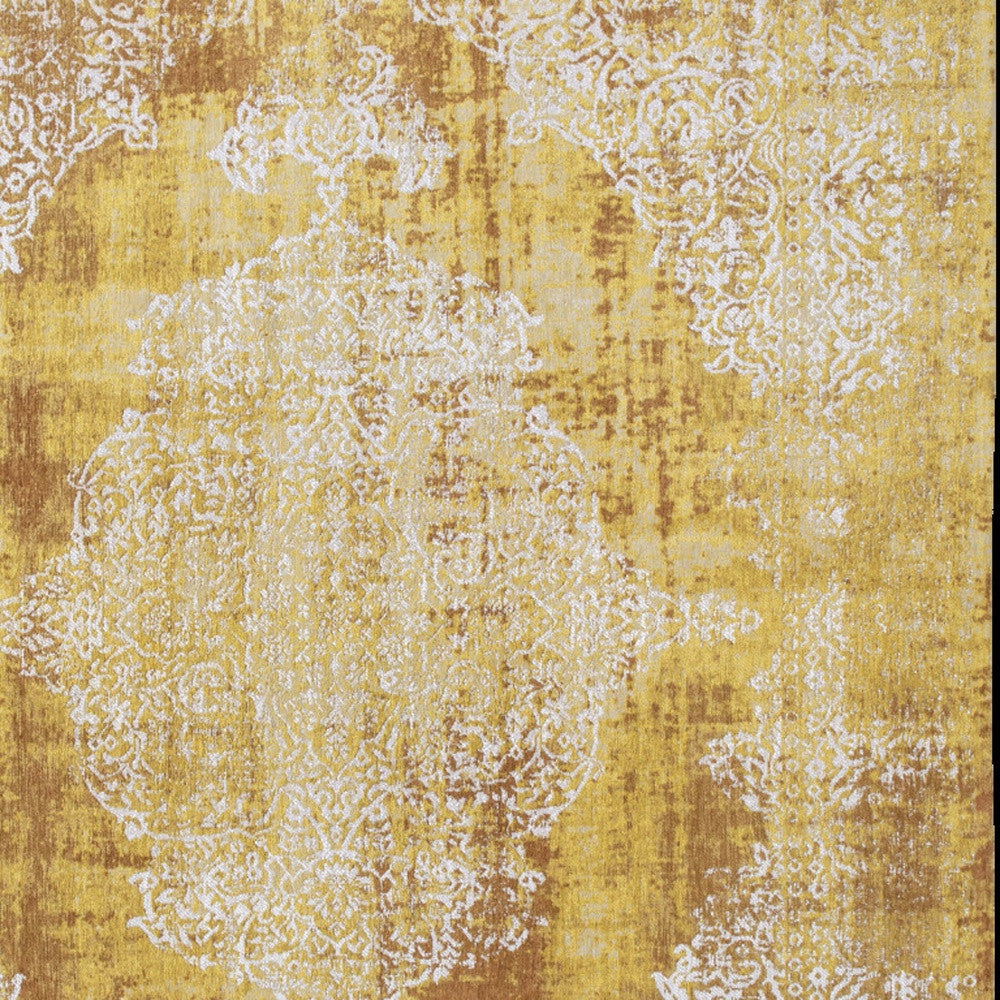 8' x 11' Yellow and Brown Oriental Non Skid Area Rug