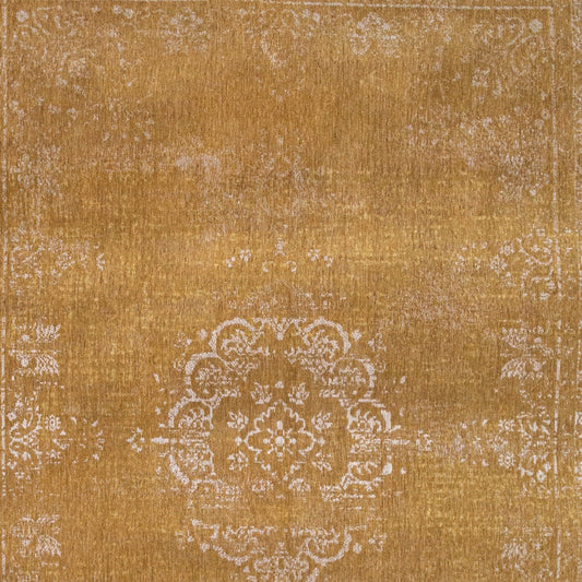 6' X 8' Orange and White Medallion Non Skid Area Rug