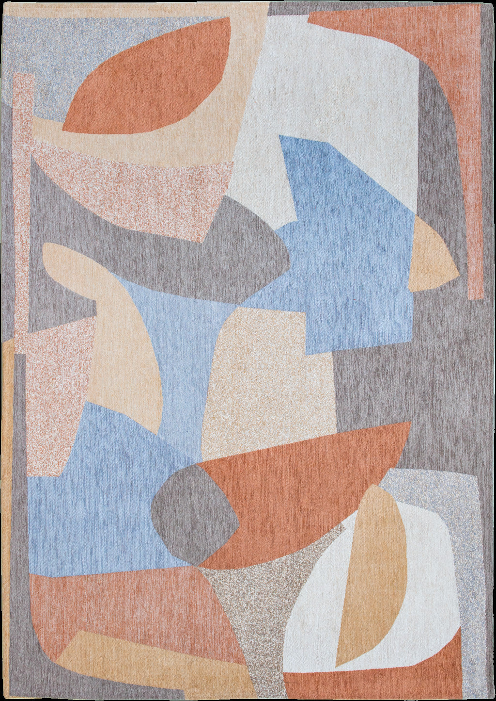 6' X 8' Blue and Gray Abstract Non Skid Area Rug