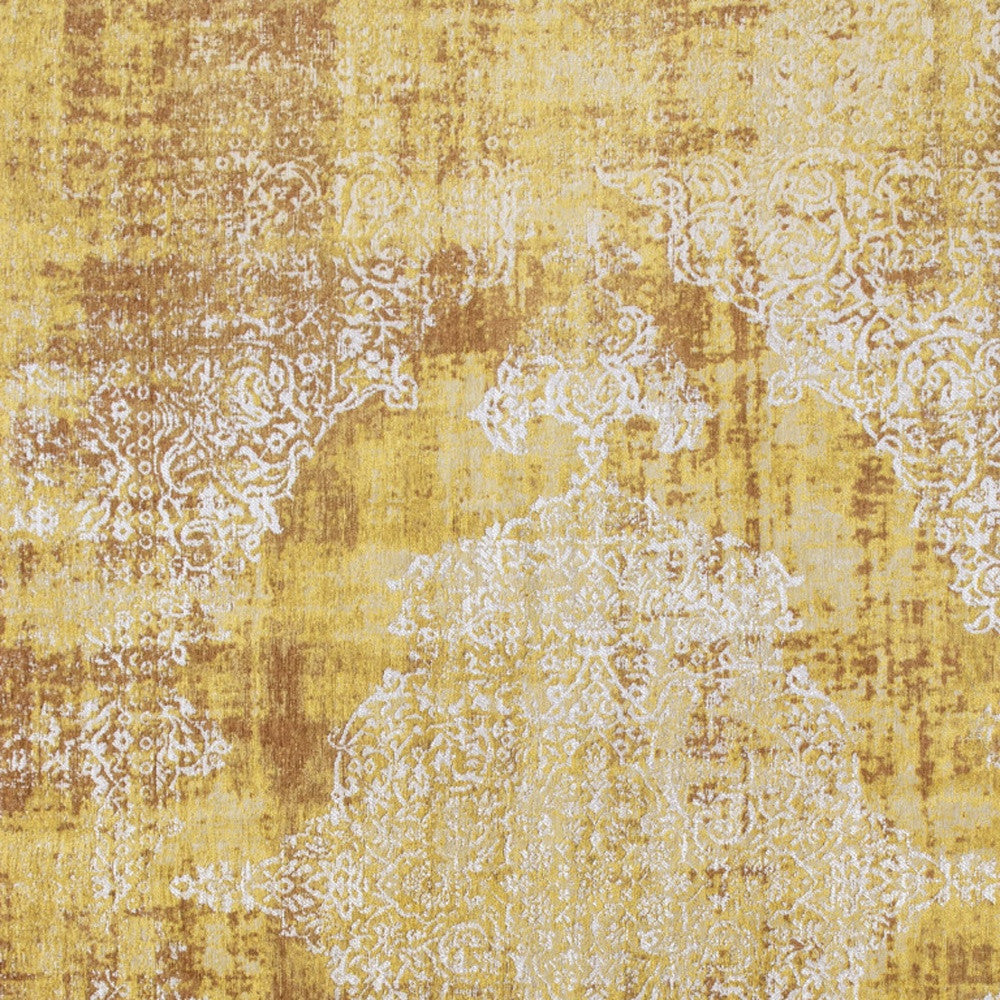 9' X 13' Yellow and Brown Oriental Non Skid Area Rug