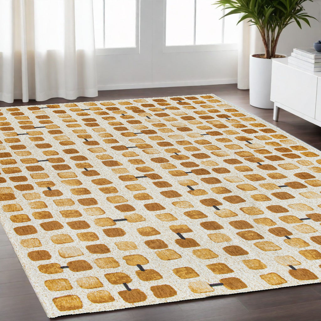 5' x 7' Brown and Beige Geometric Non Skid Area Rug