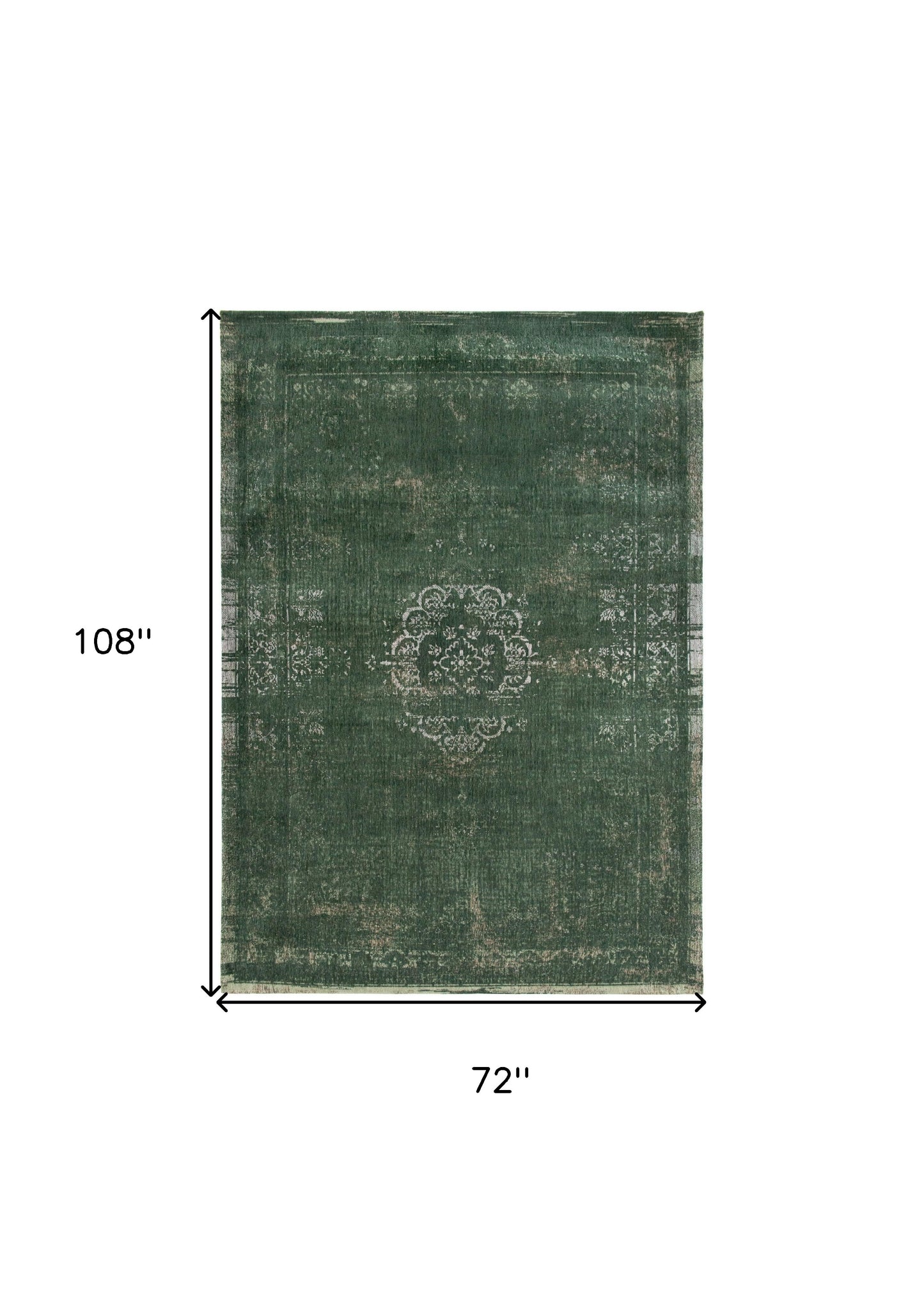 7' x 9' Gray and Green Medallion Non Skid Area Rug