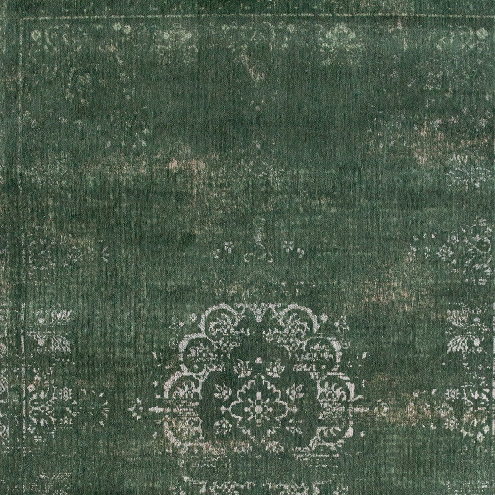 7' x 9' Gray and Green Medallion Non Skid Area Rug