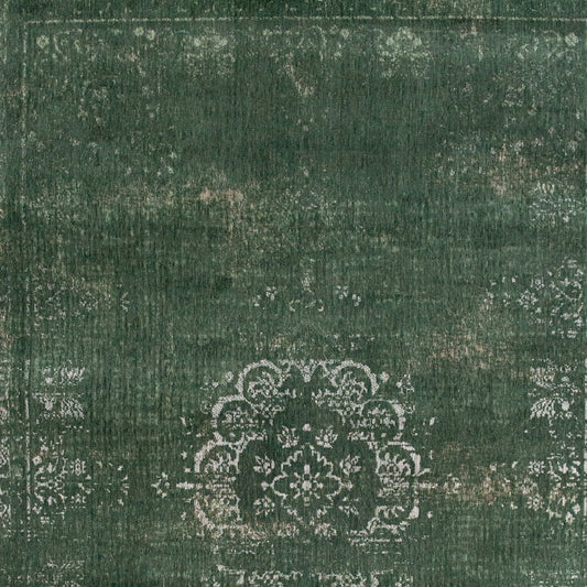 7' x 9' Gray and Green Medallion Non Skid Area Rug