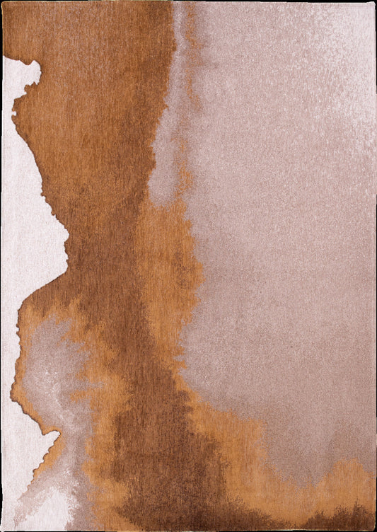 5' x 7' Yellow and Brown Abstract Non Skid Area Rug