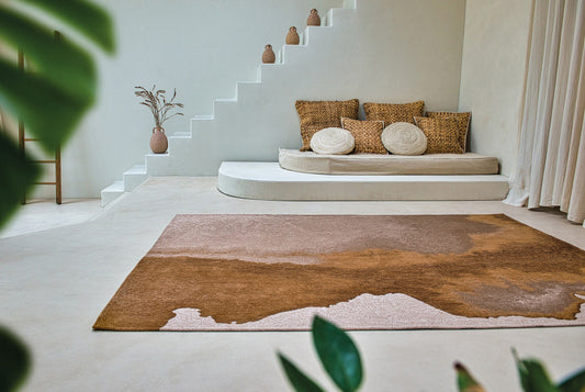 5' x 7' Yellow and Brown Abstract Non Skid Area Rug