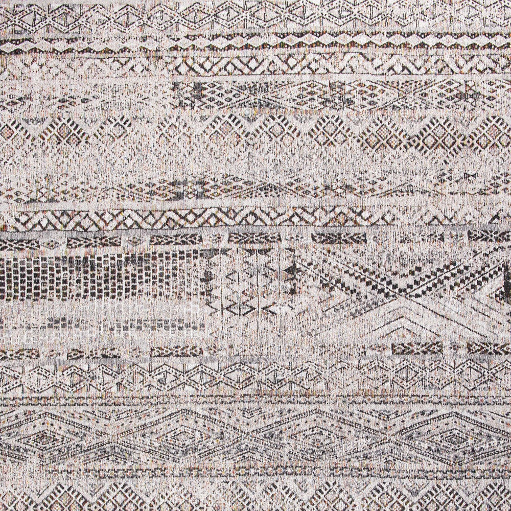 8' x 11' Gray and White Oriental Non Skid Area Rug