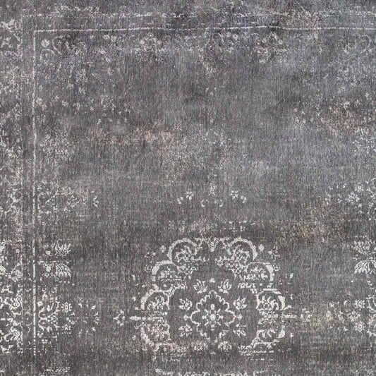 5' x 7' Gray Medallion Non Skid Area Rug