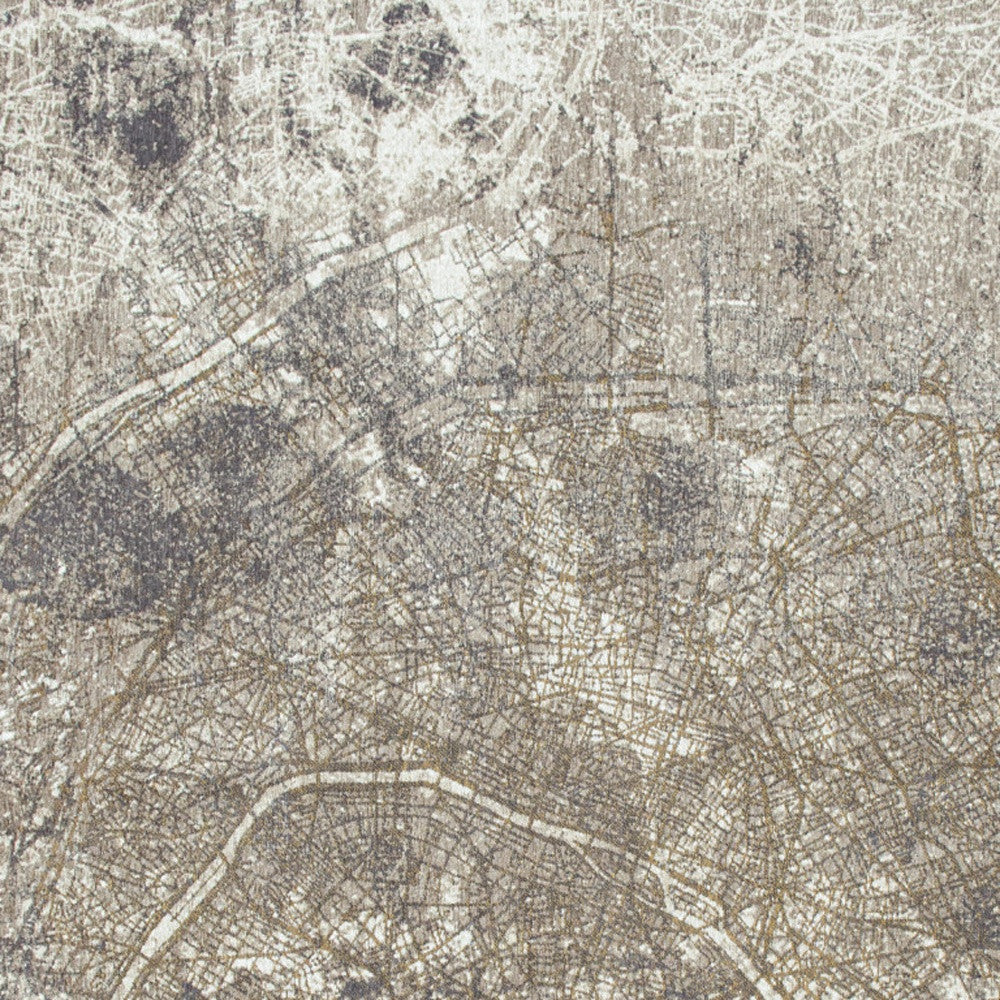 5' x 7' Gray and White Abstract Non Skid Area Rug