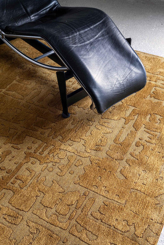 5' x 7' Yellow Abstract Non Skid Area Rug