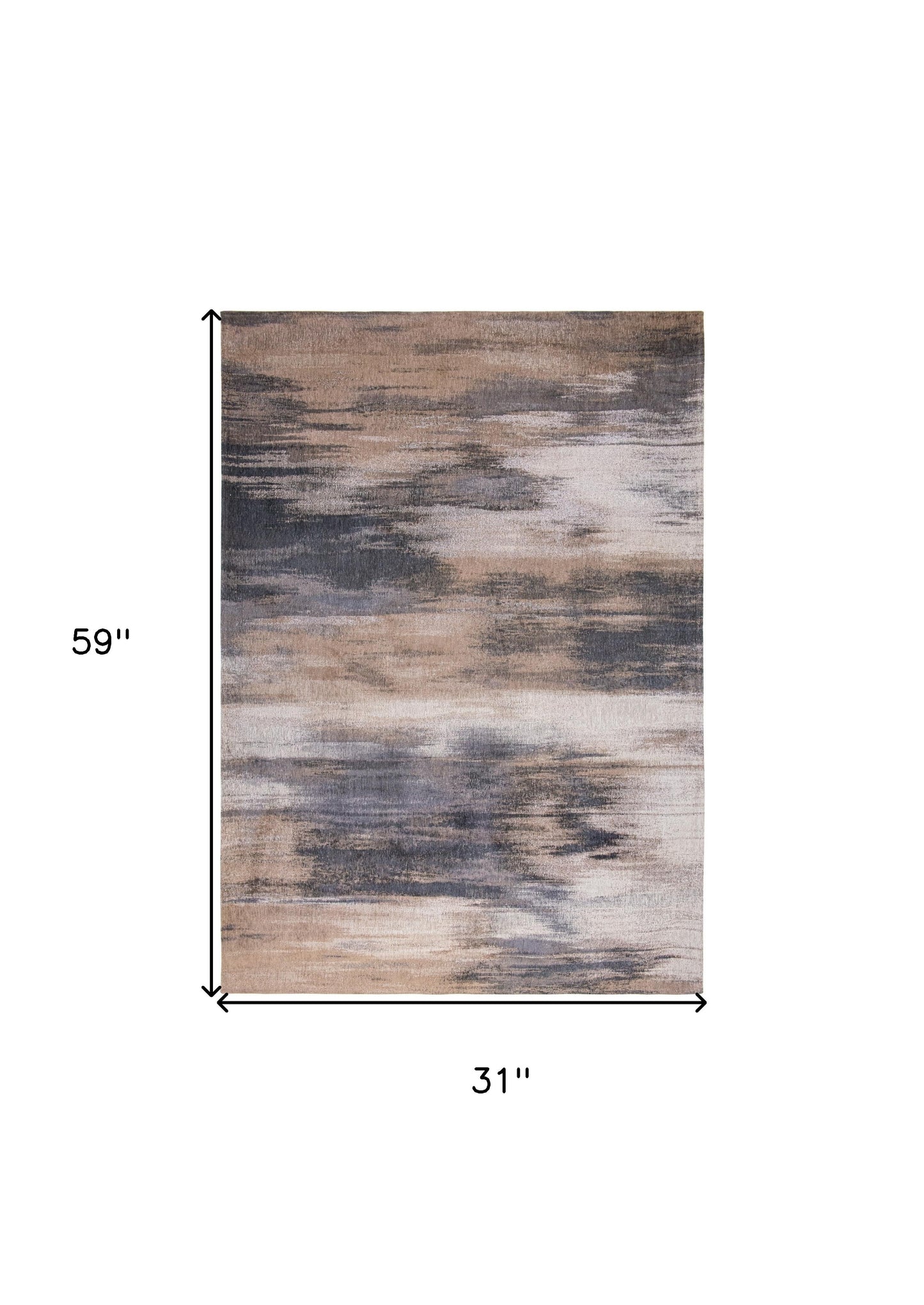 3' X 5' Gray and Beige Abstract Non Skid Area Rug