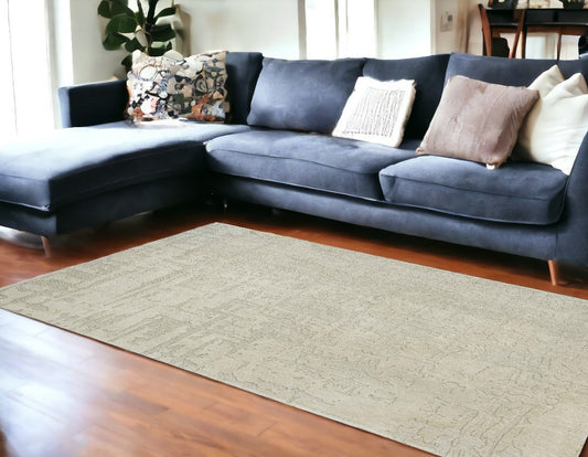 7' x 9' Gray and Beige Abstract Non Skid Area Rug