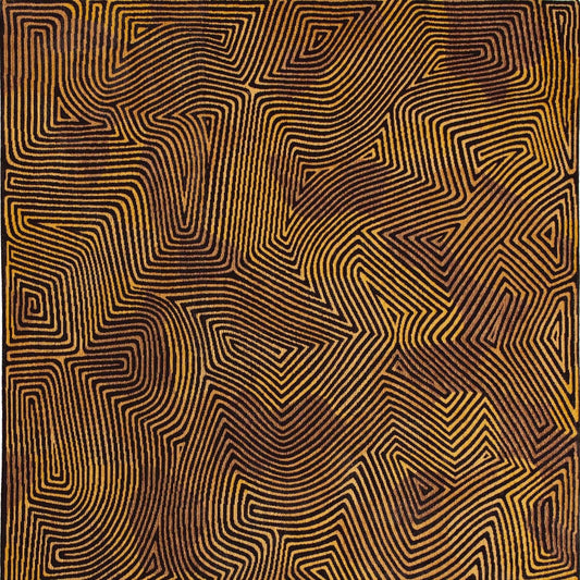 3' X 5' Black and Gold Abstract Non Skid Area Rug