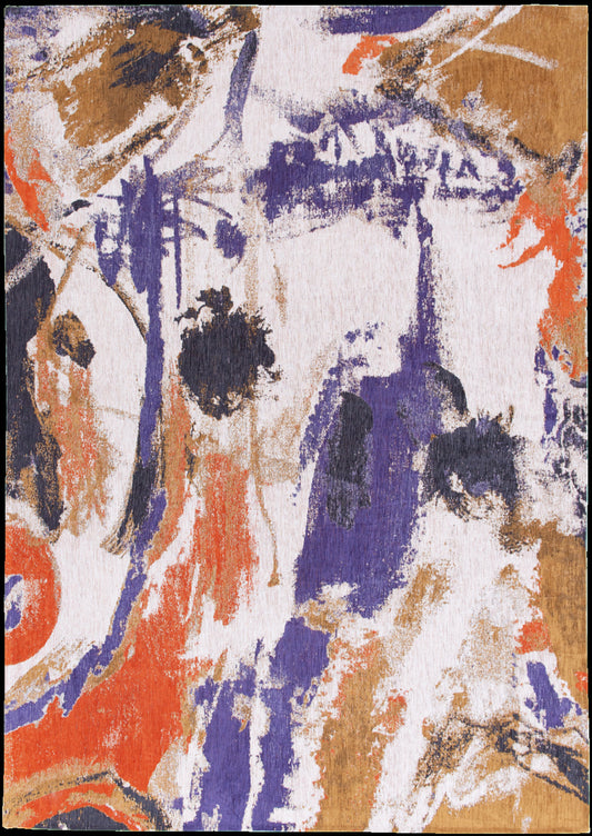 5' x 7' Purple and White Abstract Non Skid Area Rug