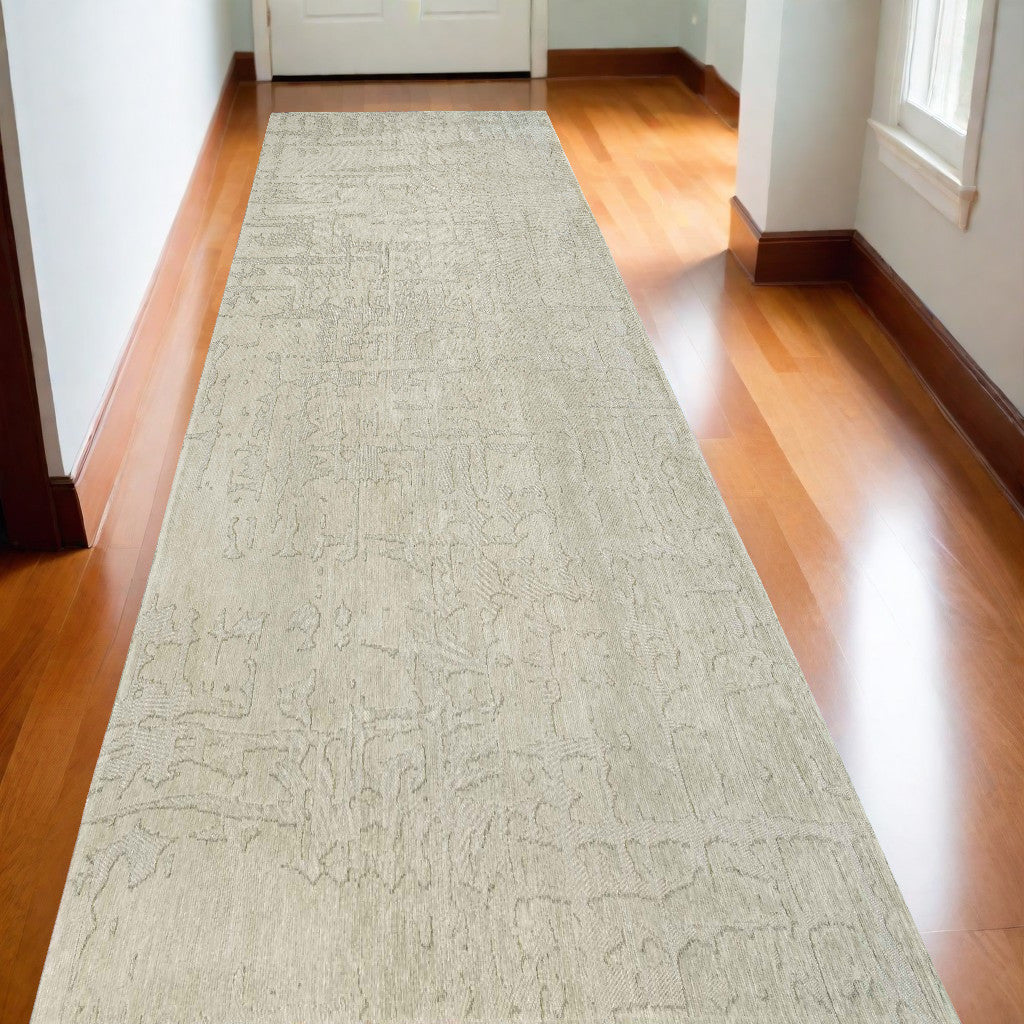 10' Gray and Beige Abstract Non Skid Area Rug