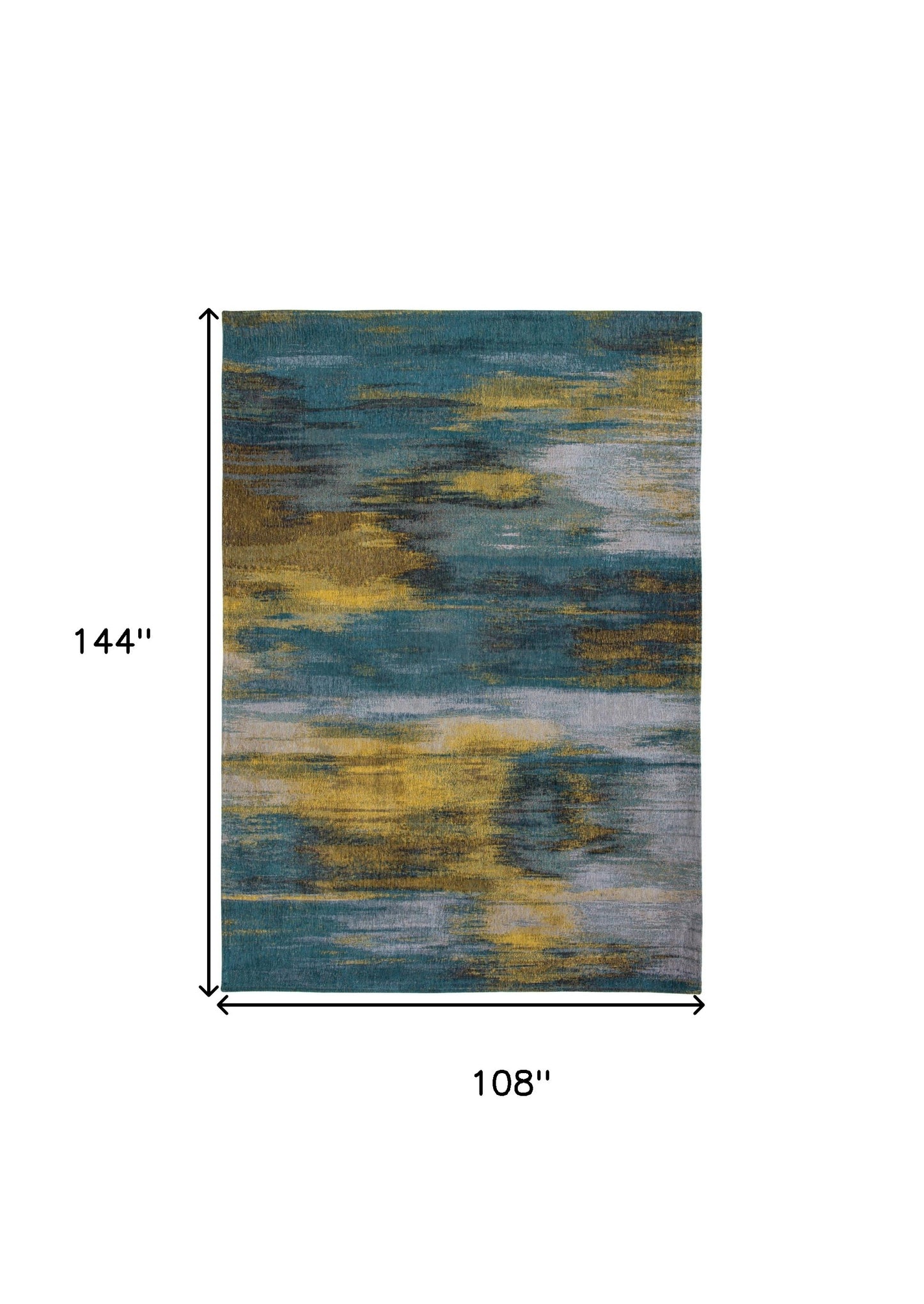 9' X 13' Blue and Yellow Abstract Non Skid Area Rug