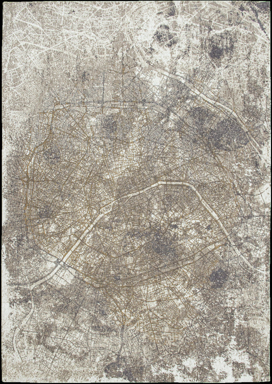 7' x 9' Gray and White Abstract Non Skid Area Rug
