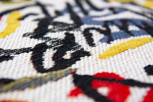 8' x 11' White Abstract Non Skid Area Rug