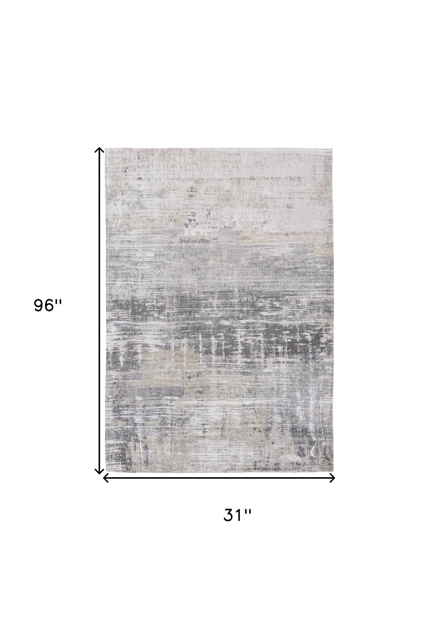 10' Gray and White Abstract Non Skid Area Rug