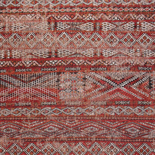 5' x 7' Red and Gray Oriental Non Skid Area Rug
