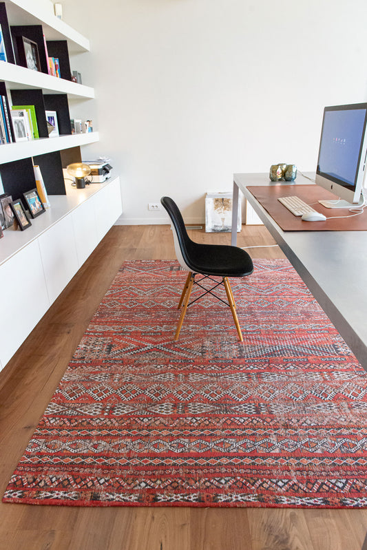 5' x 7' Red and Gray Oriental Non Skid Area Rug
