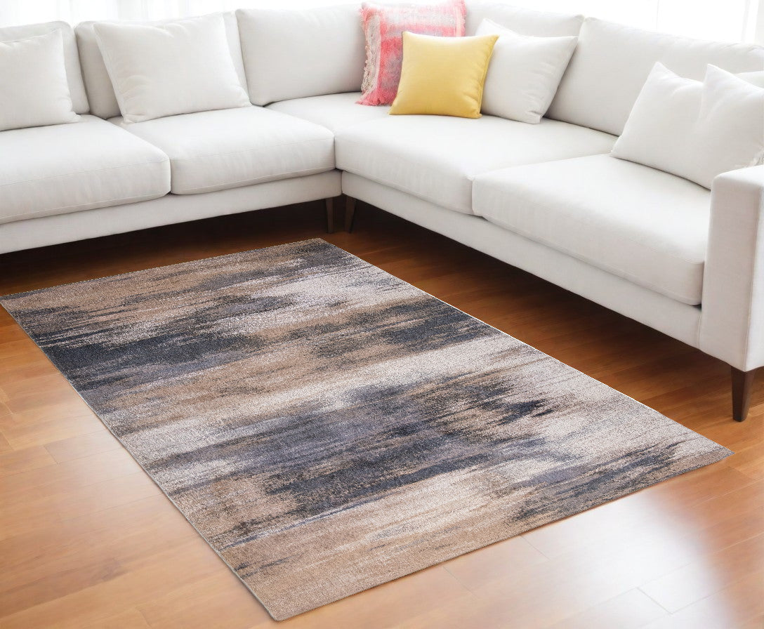 9' X 13' Gray and Beige Abstract Non Skid Area Rug