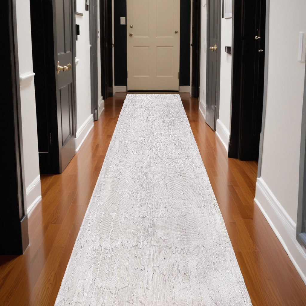 10' White Abstract Non Skid Area Rug