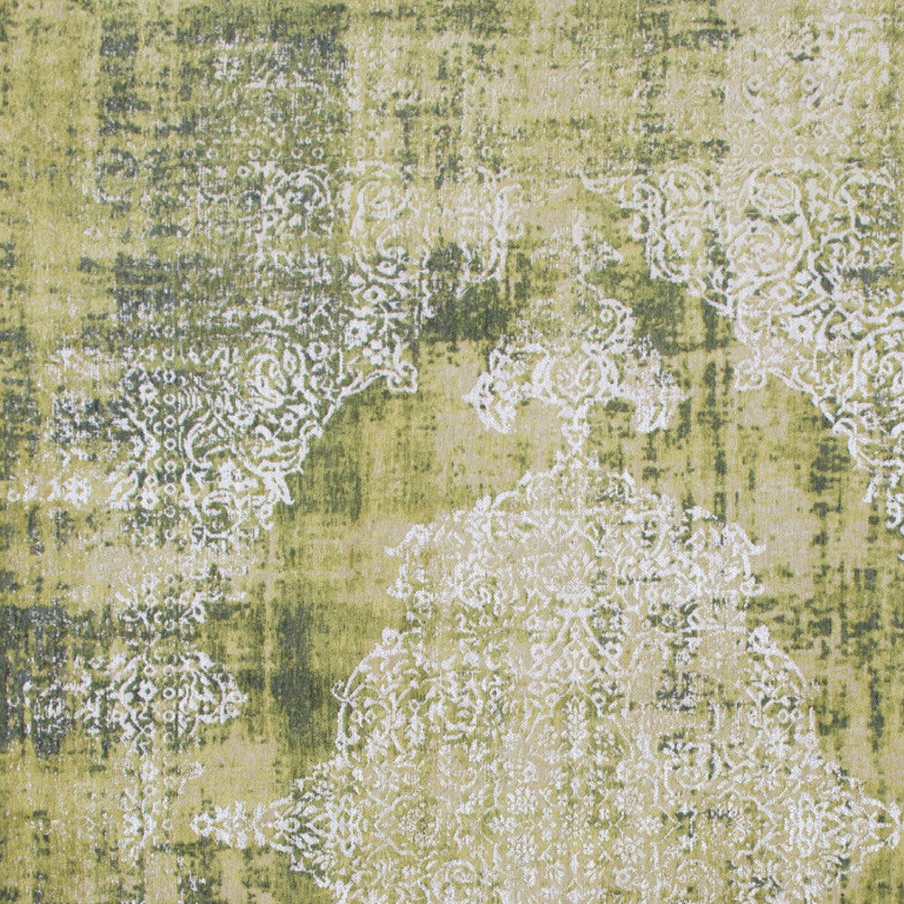 9' X 13' Green and White Oriental Non Skid Area Rug