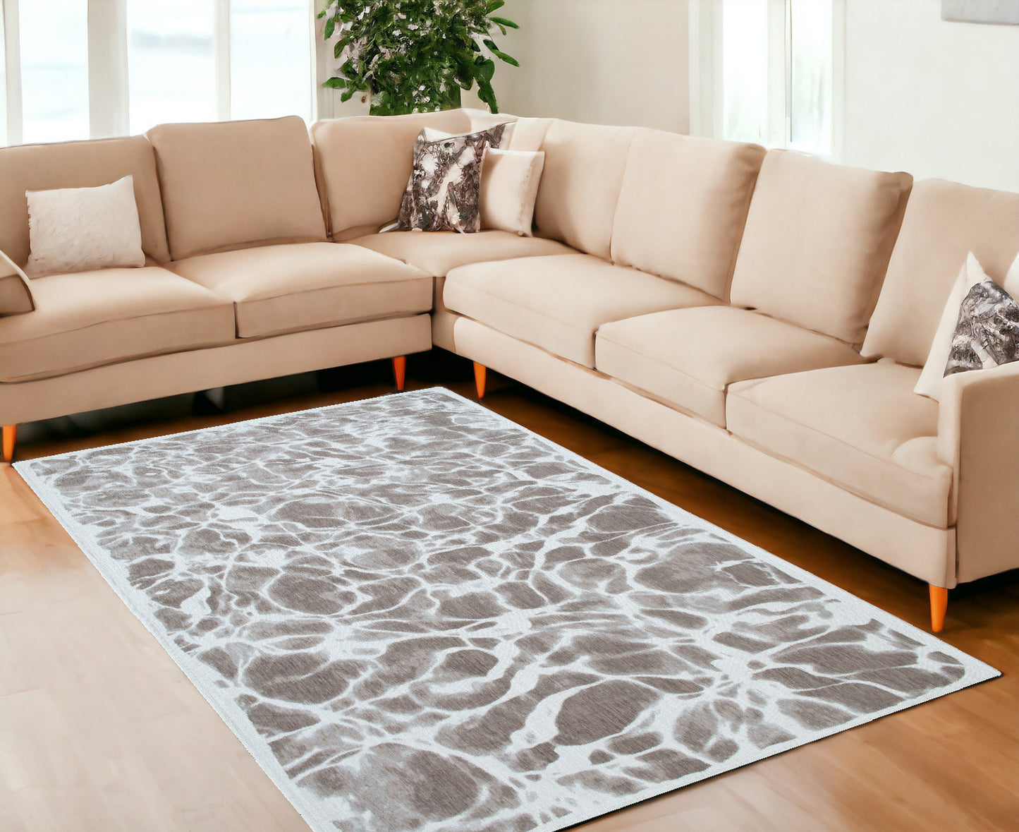 6' X 8' Gray Abstract Non Skid Area Rug