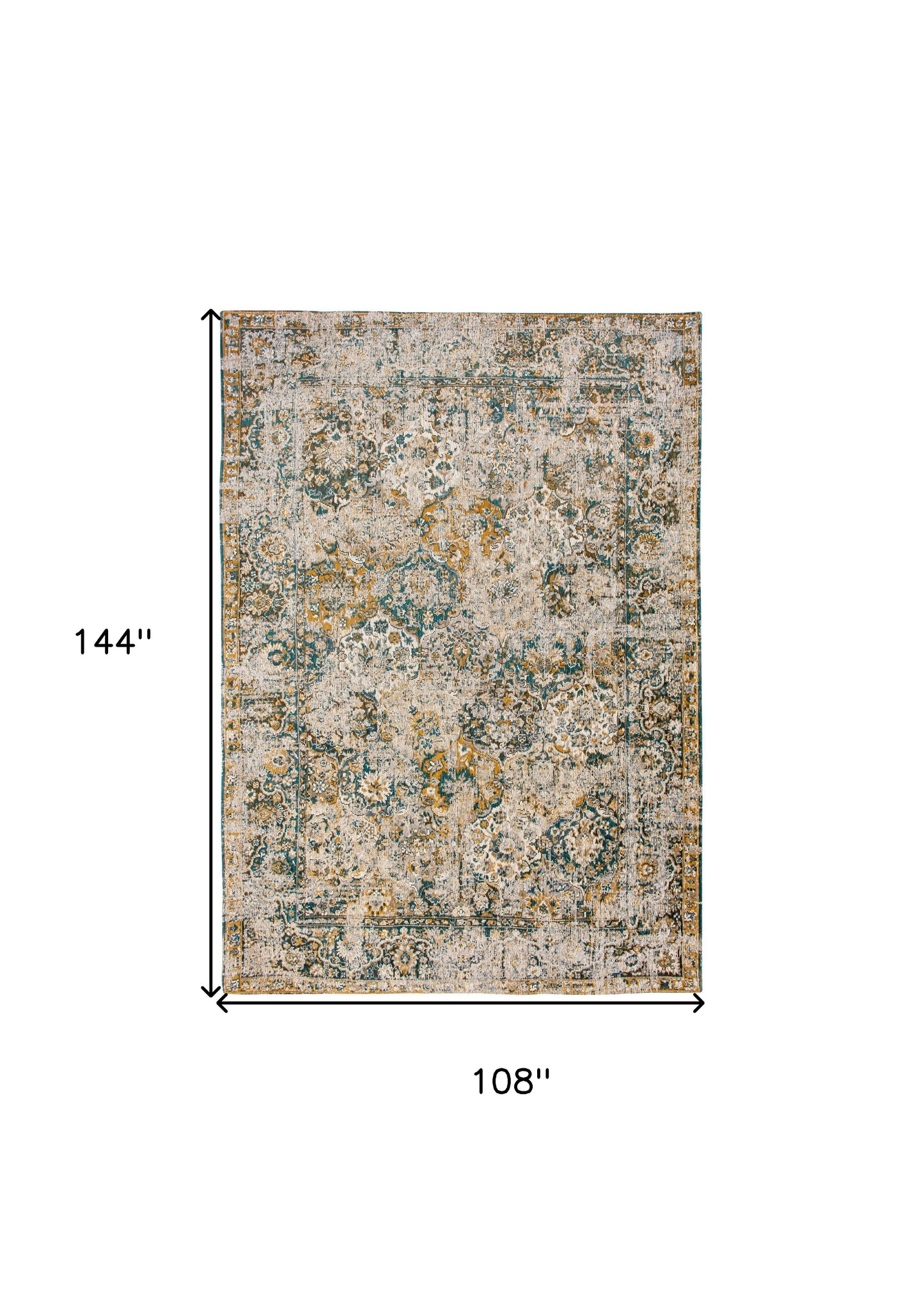 9' X 13' Blue and Green Abstract Non Skid Area Rug