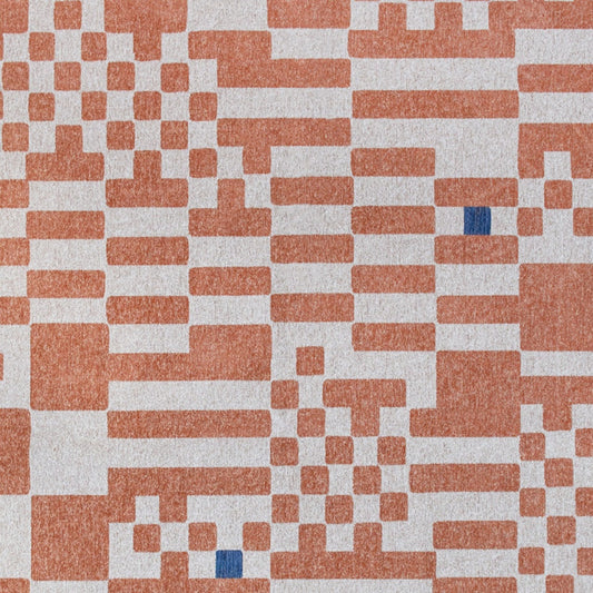 7' x 9' Blue and Red Geometric Non Skid Area Rug