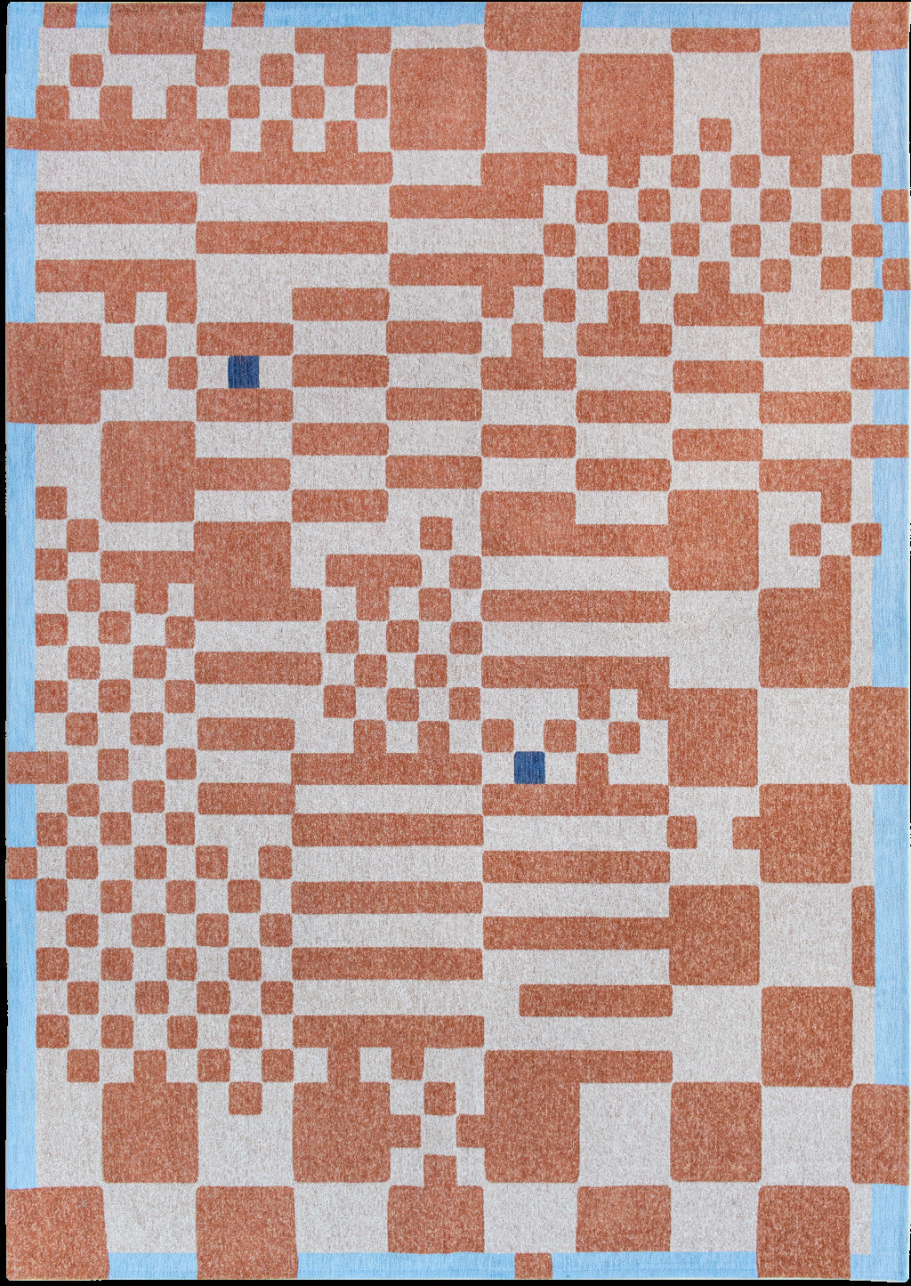 7' x 9' Blue and Red Geometric Non Skid Area Rug