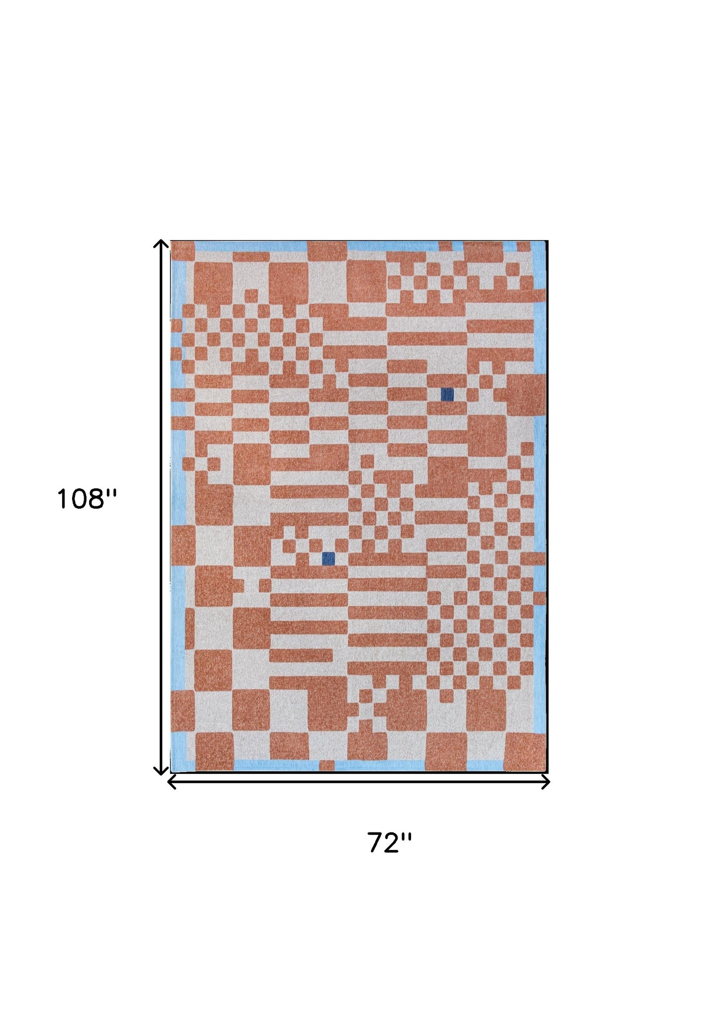 7' x 9' Blue and Red Geometric Non Skid Area Rug