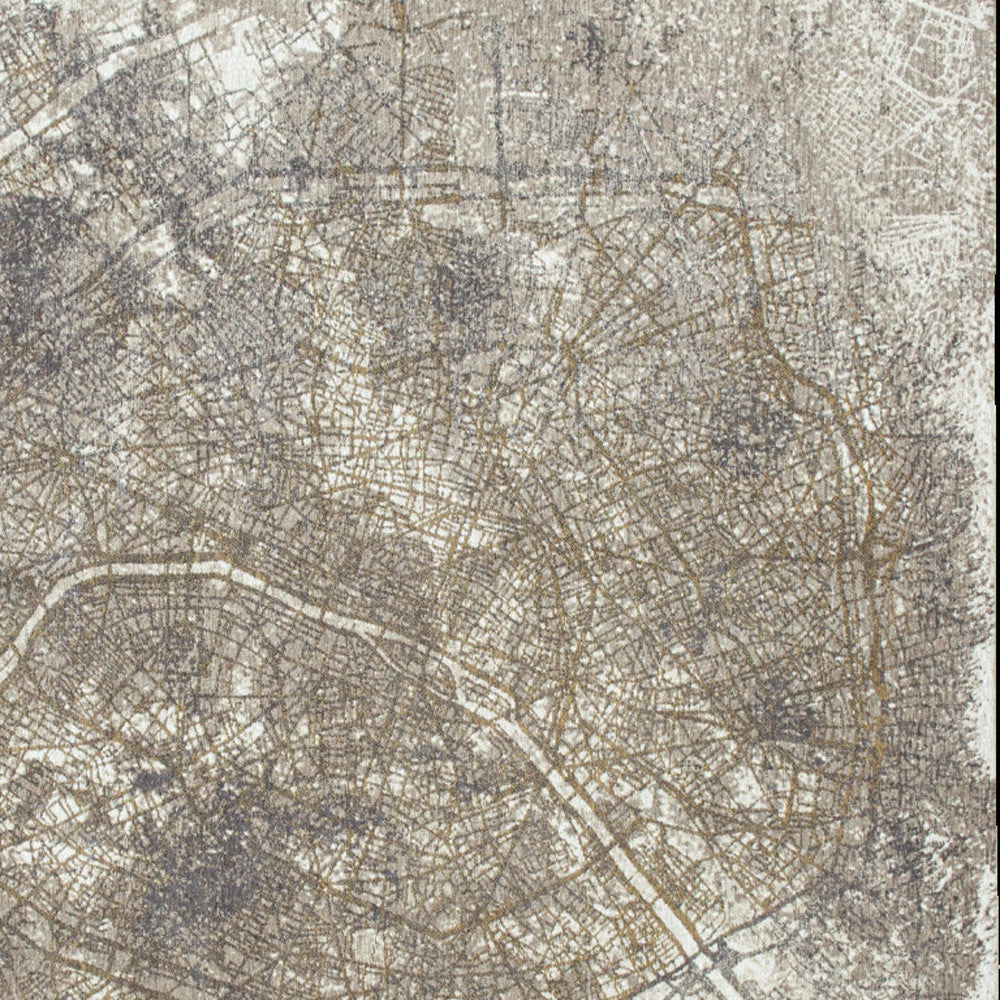 8' x 11' Gray and White Abstract Non Skid Area Rug