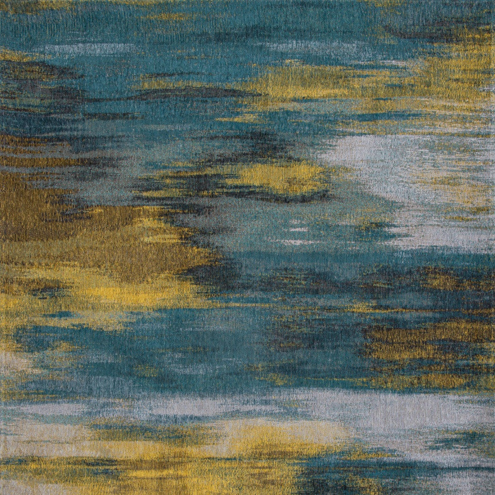 6' X 8' Blue and Yellow Abstract Non Skid Area Rug