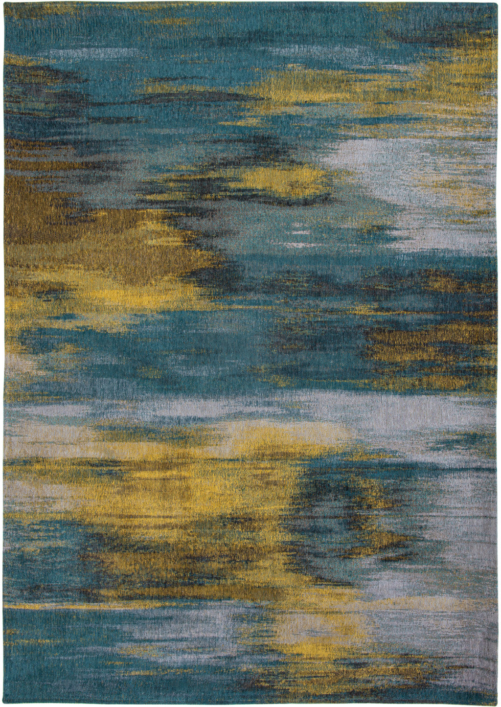 6' X 8' Blue and Yellow Abstract Non Skid Area Rug