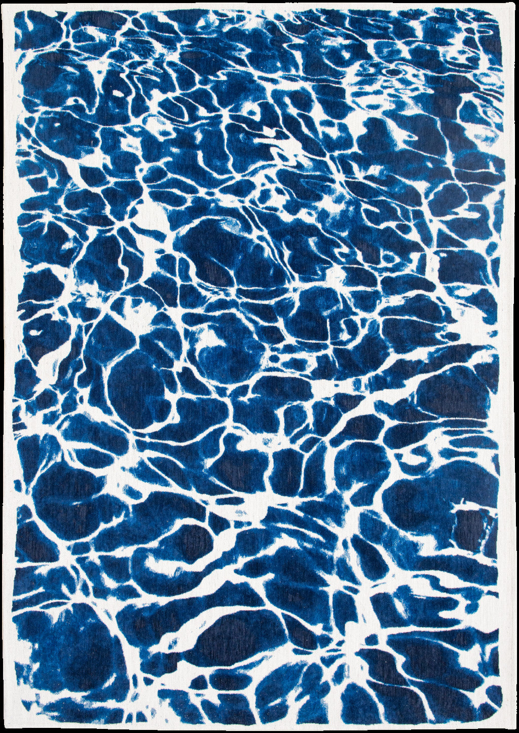 7' x 9' Blue and White Abstract Non Skid Area Rug