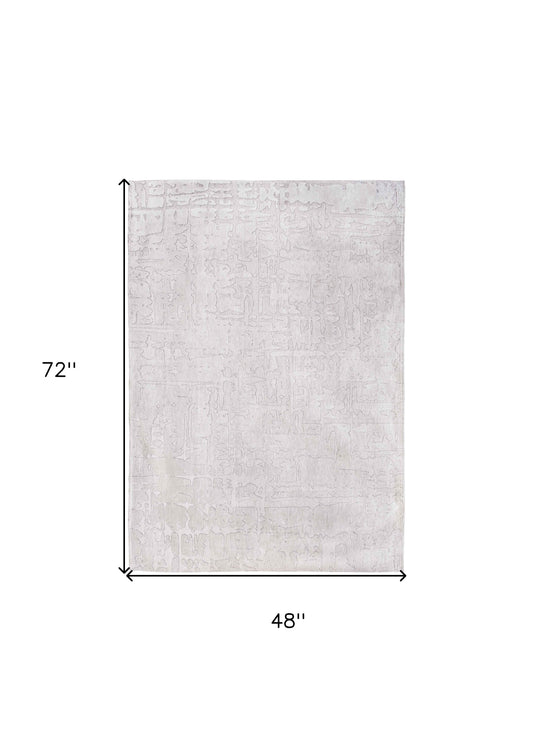 5' x 7' White Abstract Non Skid Area Rug