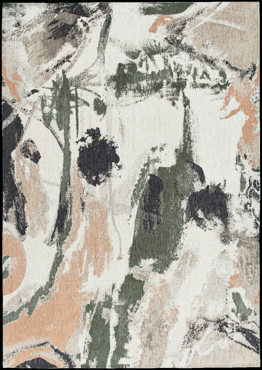 5' x 7' Gray and Orange Abstract Non Skid Area Rug